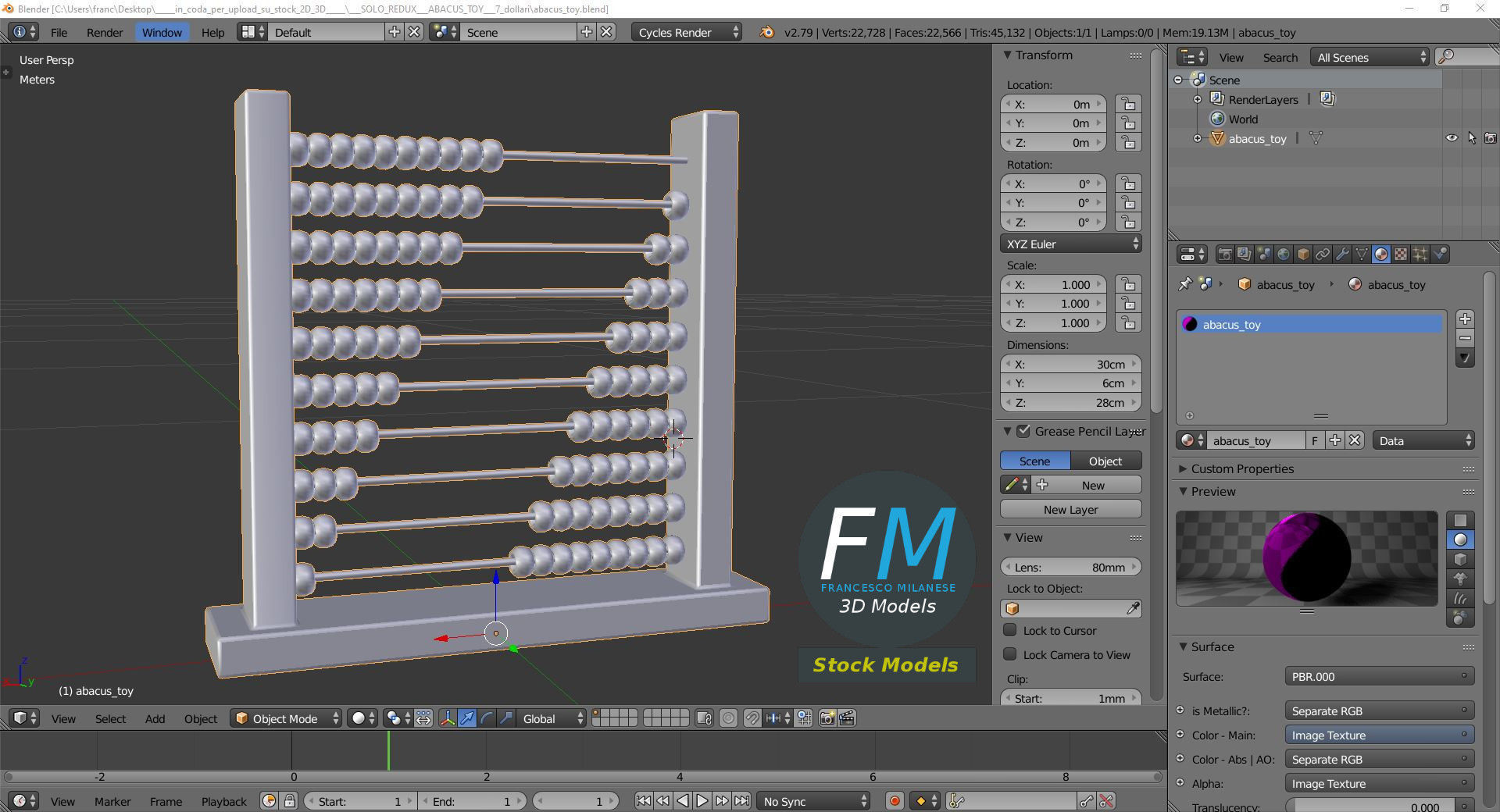 Abacus toy 3D model_9