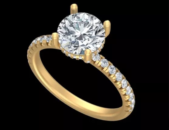 Round Cut Diamond Engagement Ring 3D Model 3D print model
