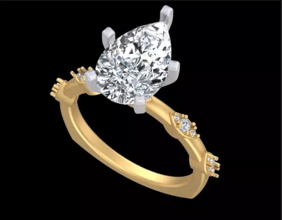 Pear Cut Diamond Engagement Ring 3D Model Free 3D print model