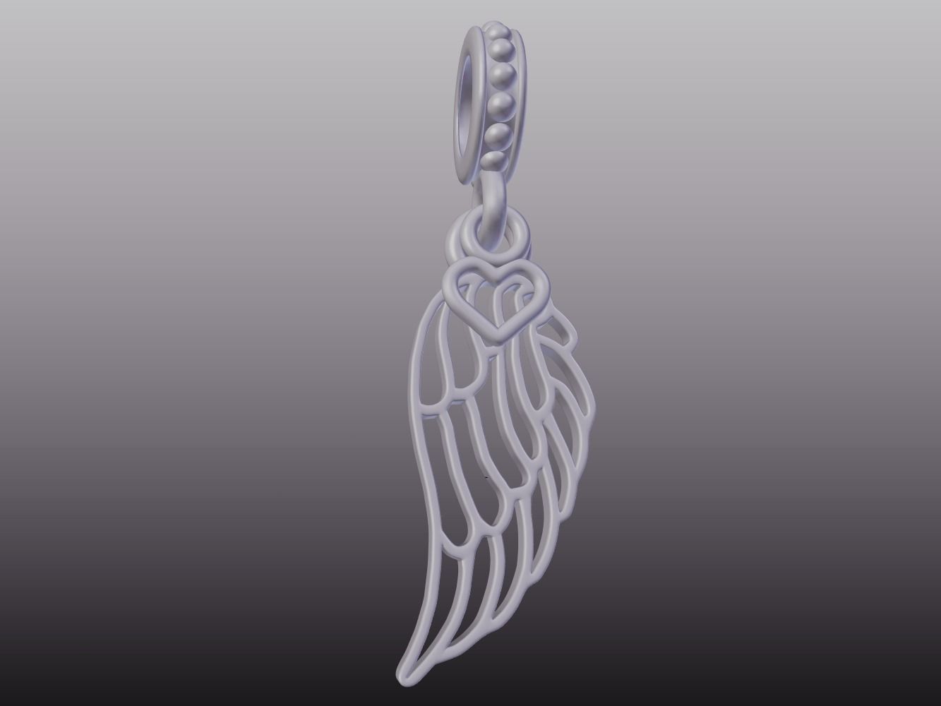 Wing Pandora Charm 3D model_6