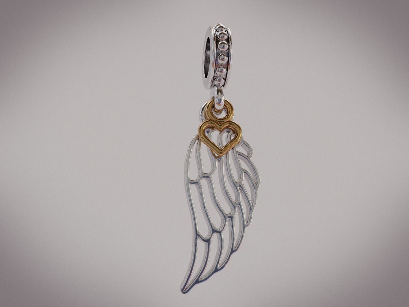 Wing Pandora Charm 3D model_2