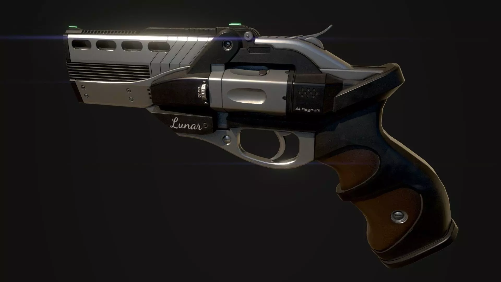 Lunar Revolver Low-poly 3D model