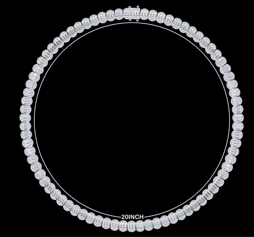 20 Inch Baguette Diamond Tennis Necklace 3D Model 3D print model