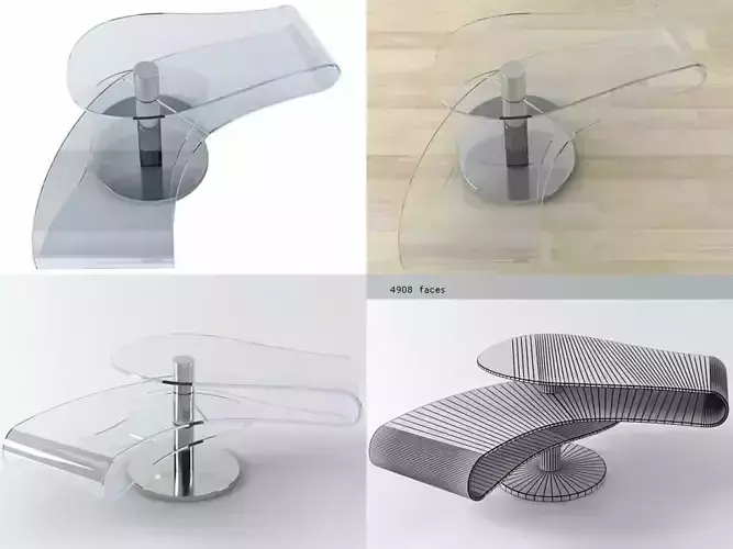 Kink futuristic glass coffee table 3D model