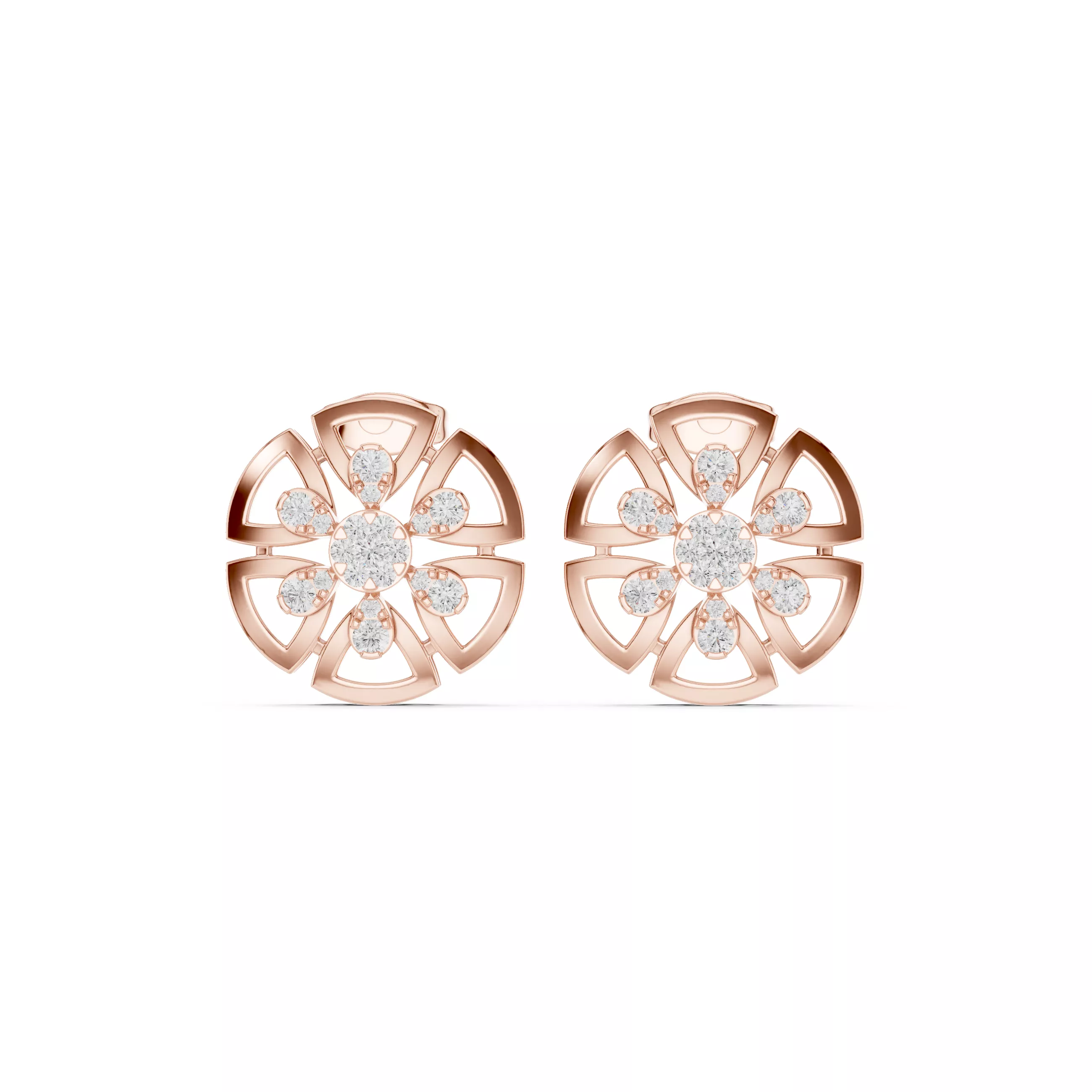 Floral Diamond Stud Earrings 3D Model Free 3D print model