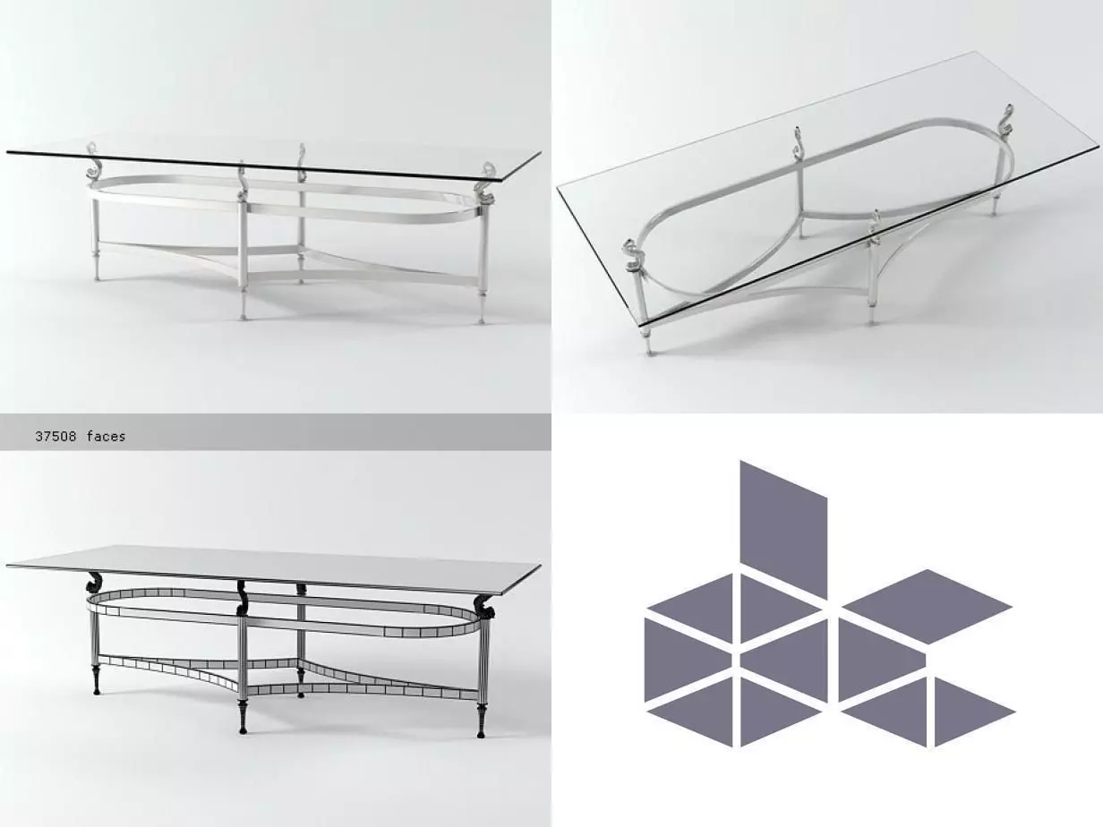 Large Nickel Plate Coffee Table 3D model_0