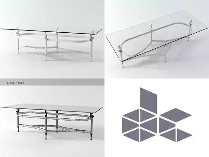 Large Nickel Plate Coffee Table 3D model