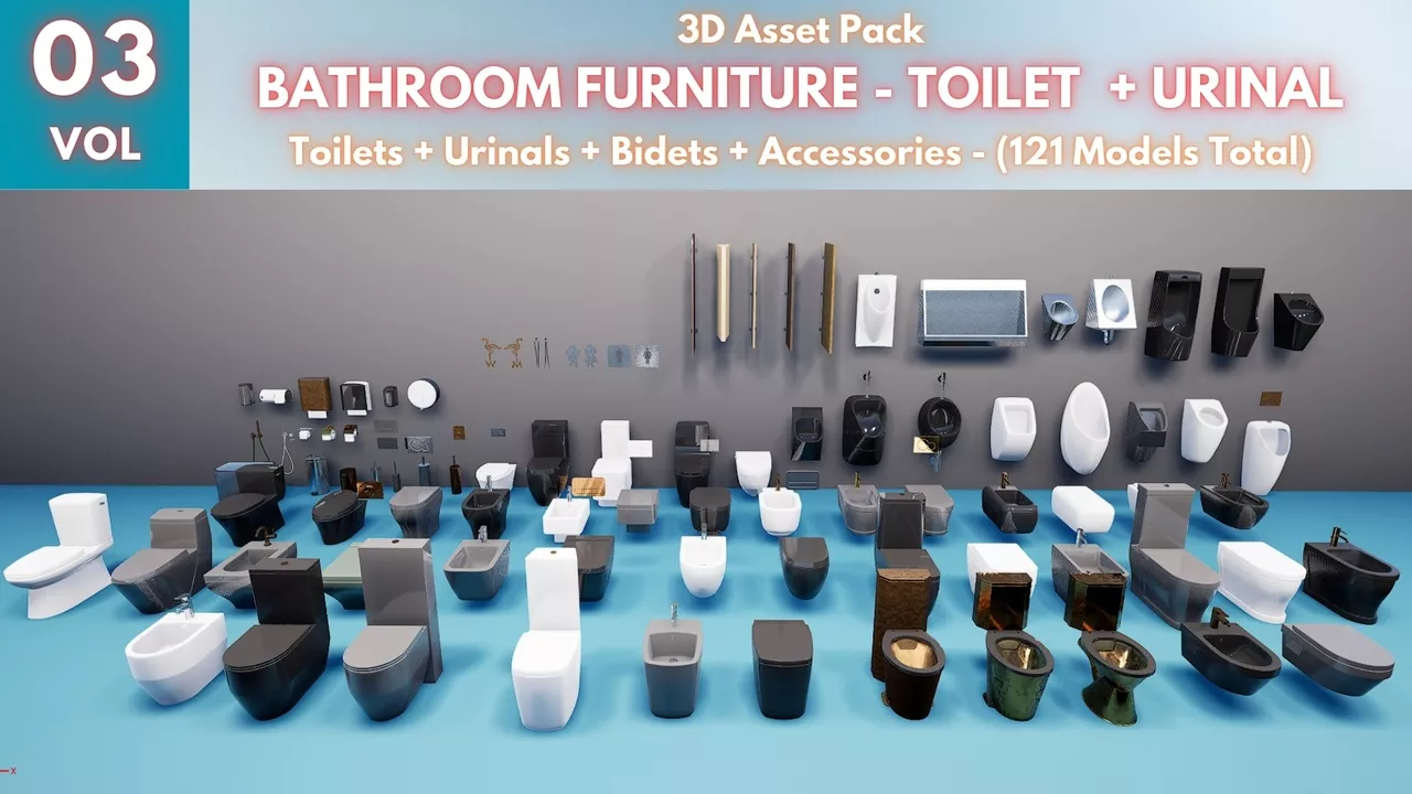BATHROOM FURNITURE VOL 3 - Toilets and Urinals Collection 3D model