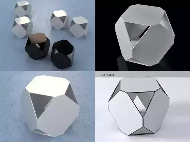 Dado four different geometric shapes on table 3D model