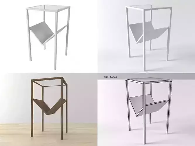 Step side table made of metal and wood 3D model
