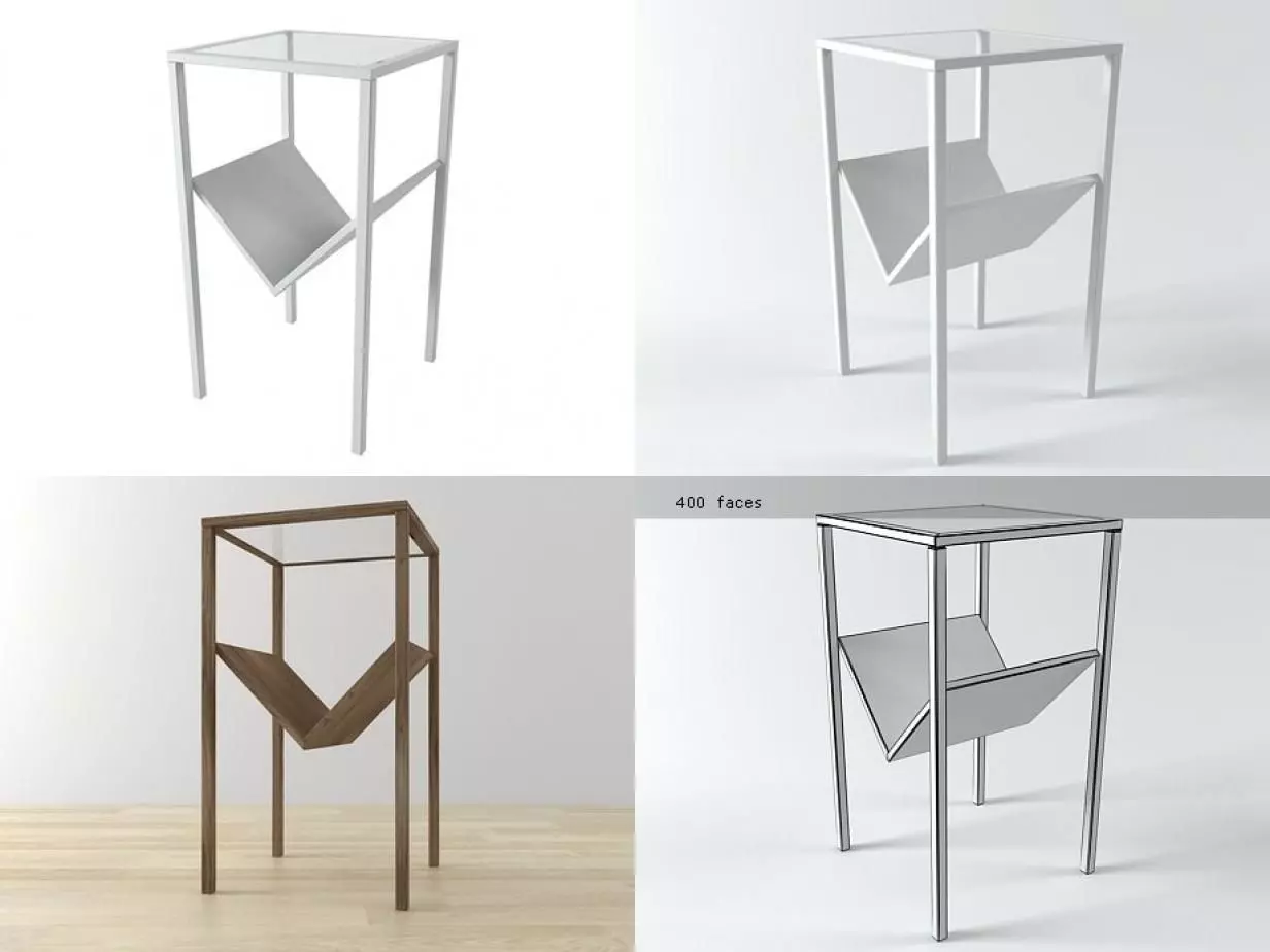 Step side table made of metal and wood 3D model_0