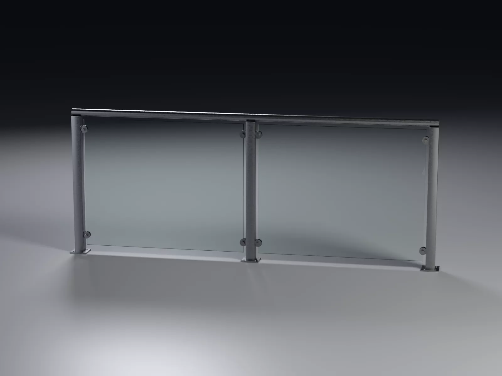 Glass Balustrade with Disc Clamps 2400 mm 3D model