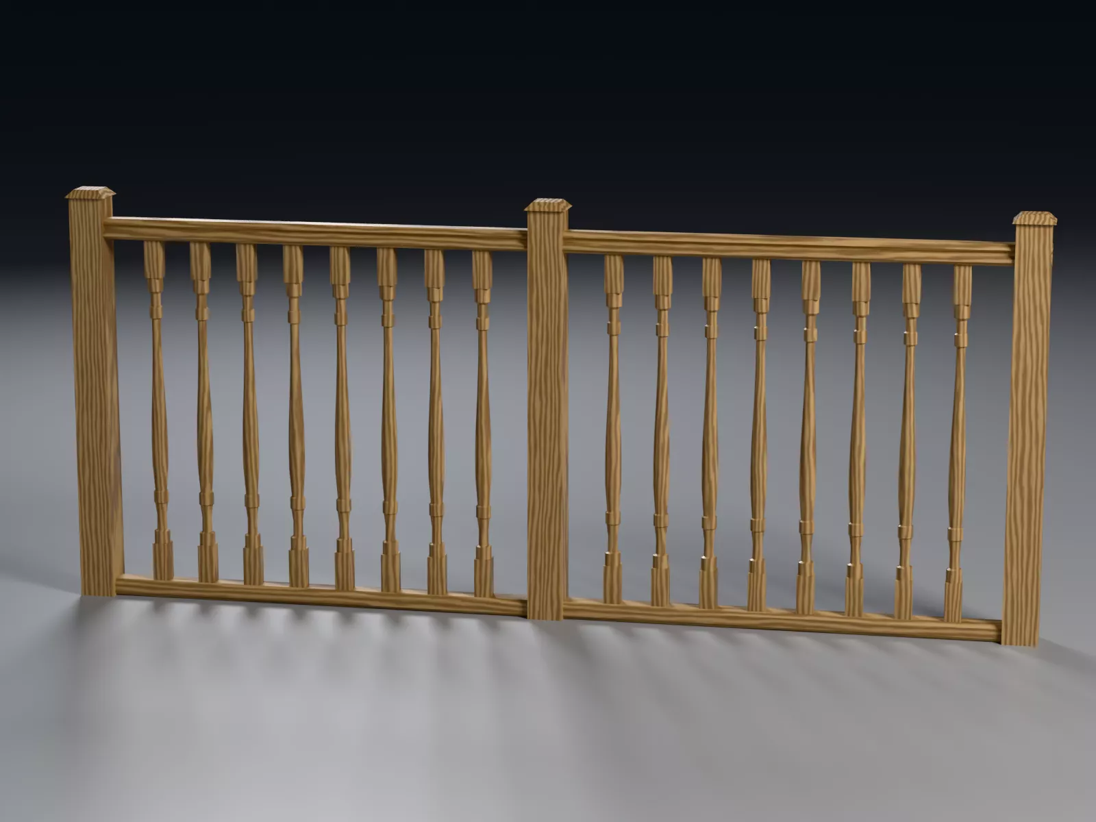 Turned Baluster Oak Railing 2400 mm 3D model