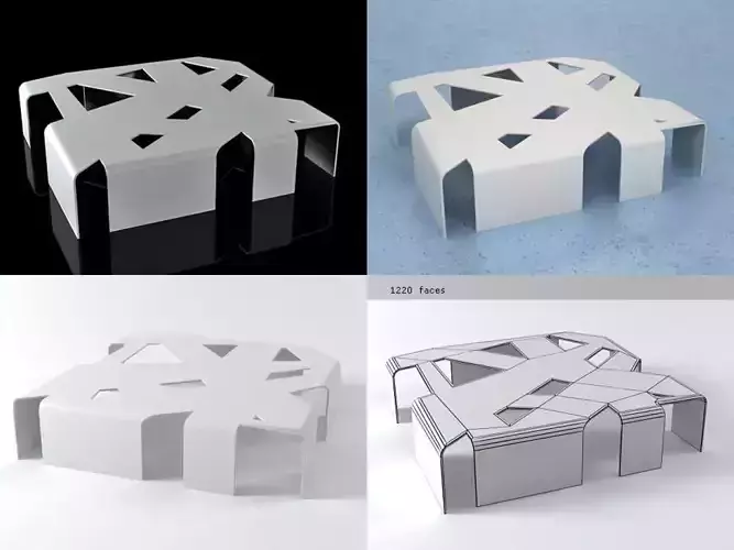 Intersection coffee table made of different materials 3D model