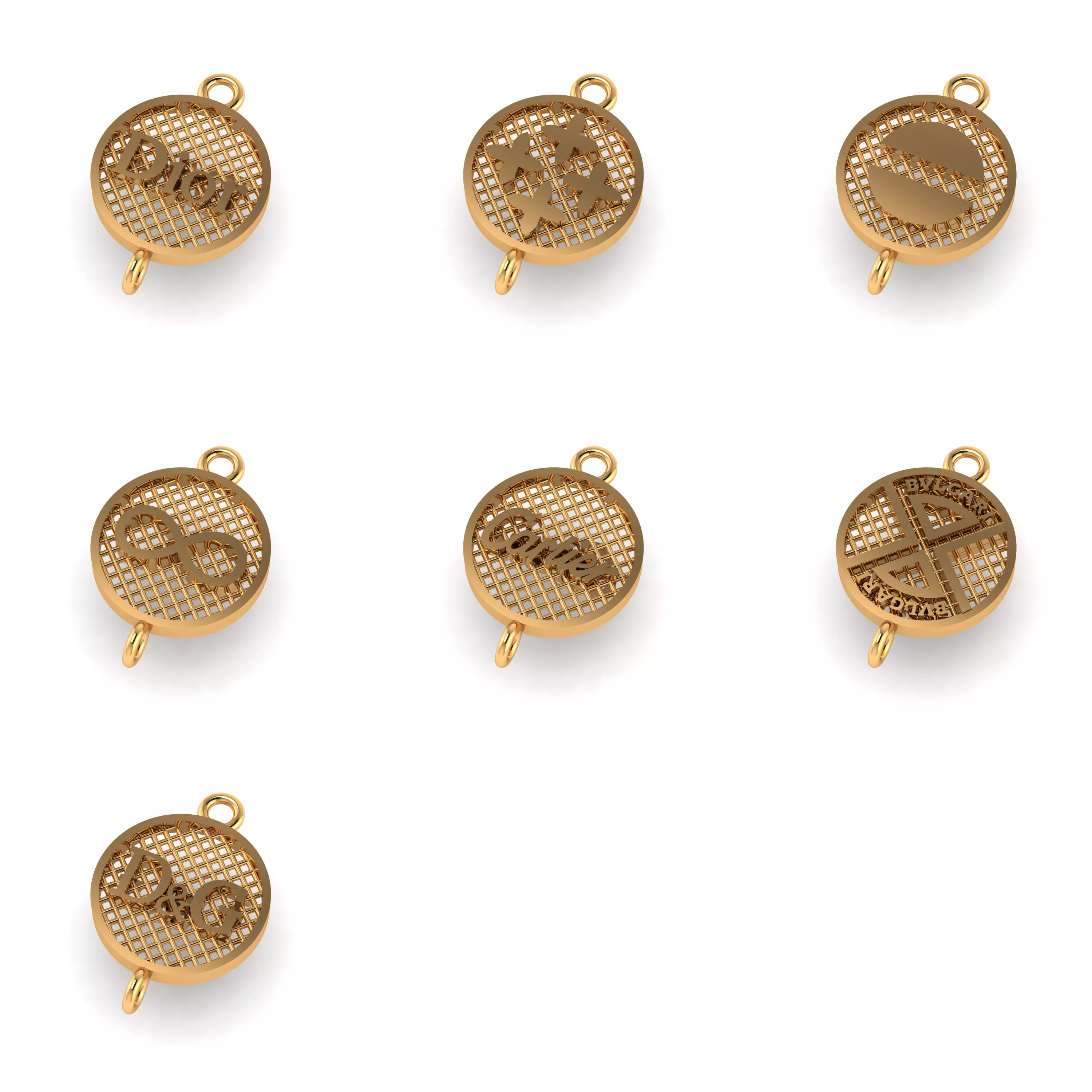 7 Designer Pendant Motif CAD Models with 3DM Render Images 3D print model