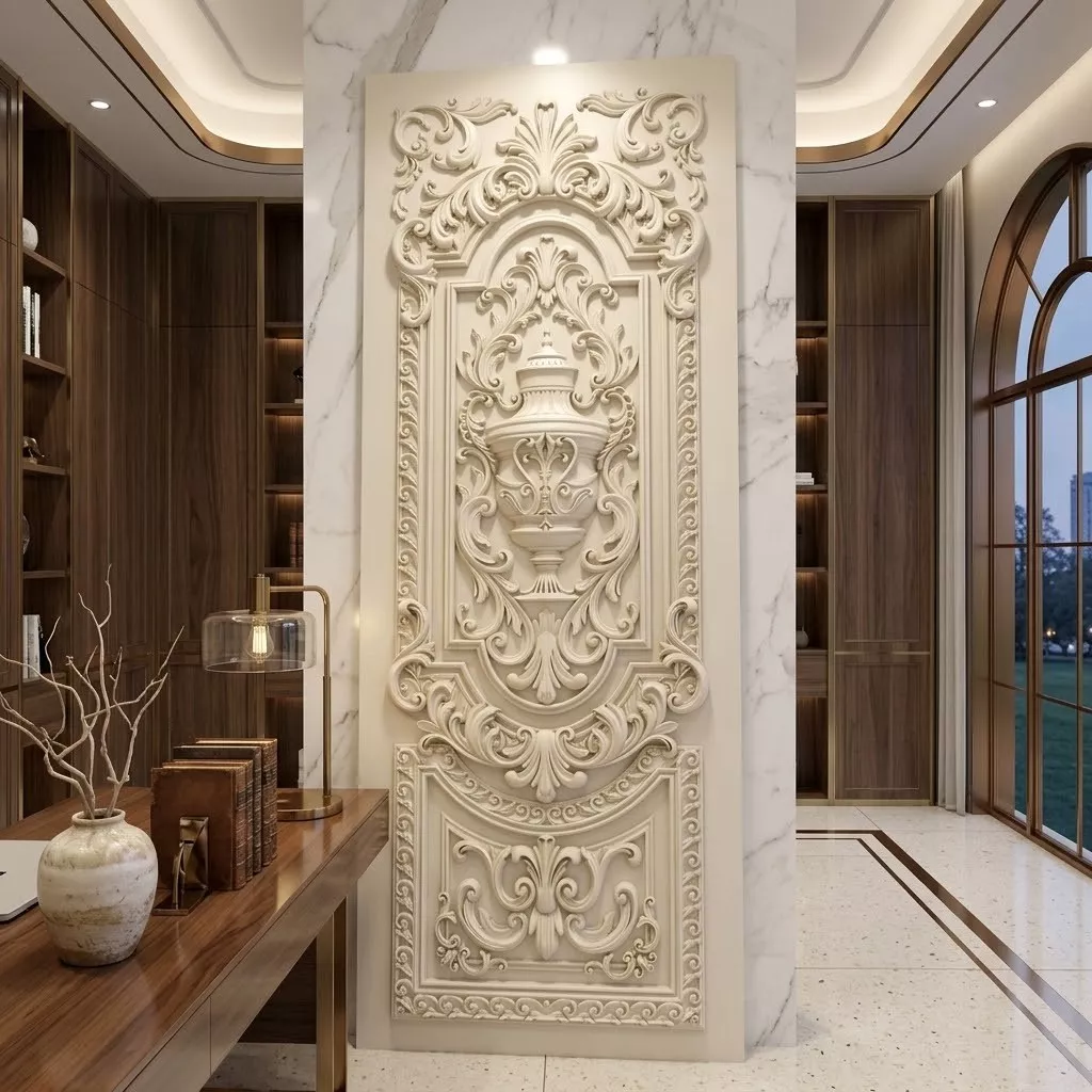 Classic Baroque Urn Wall Door Panel STL MAX RLF OBJ 3D model