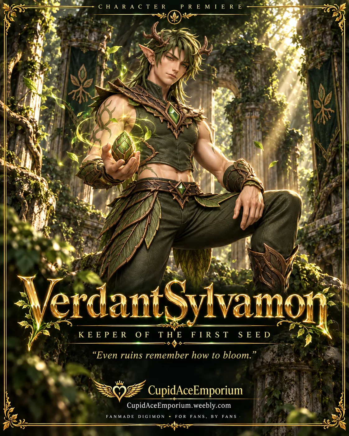 VerdantSylvamon STLBundle FanMade Digimon ForestGuardianDiorama 3D print model