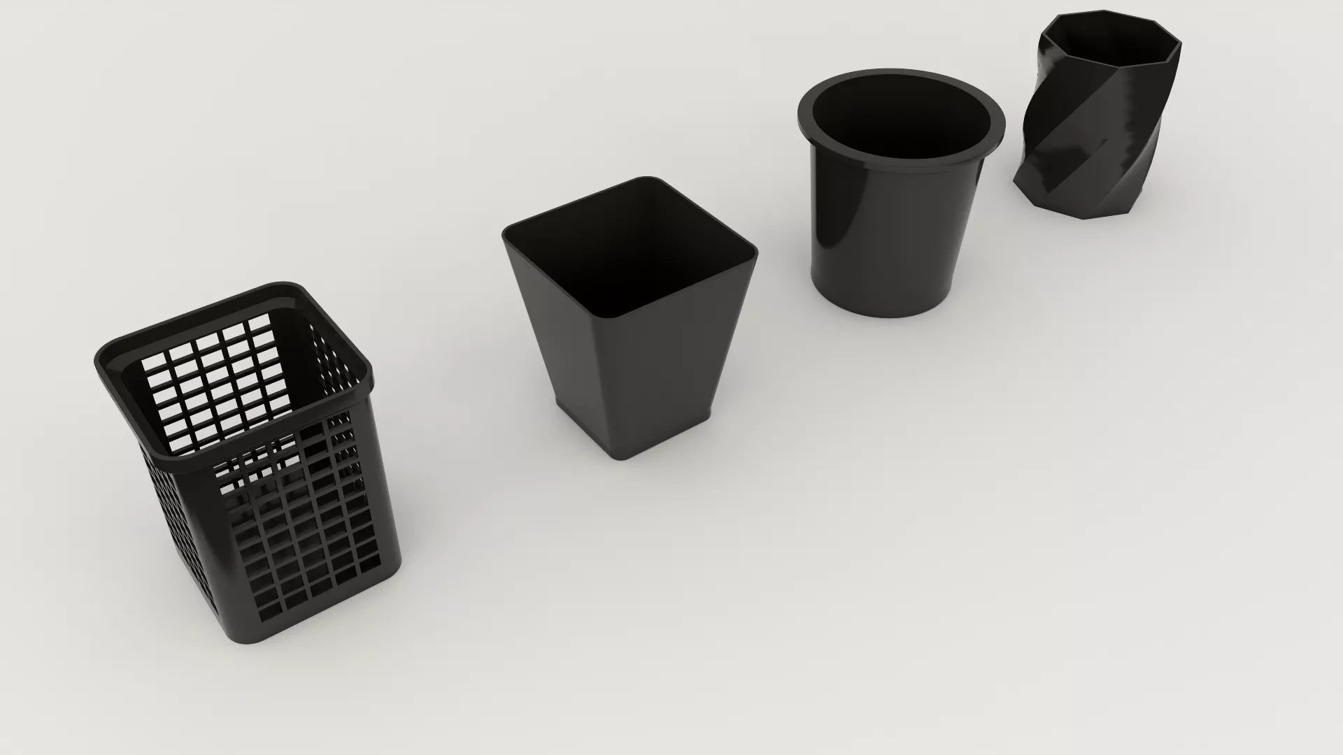 RUBISH BIN BLACK Low-poly 3D model