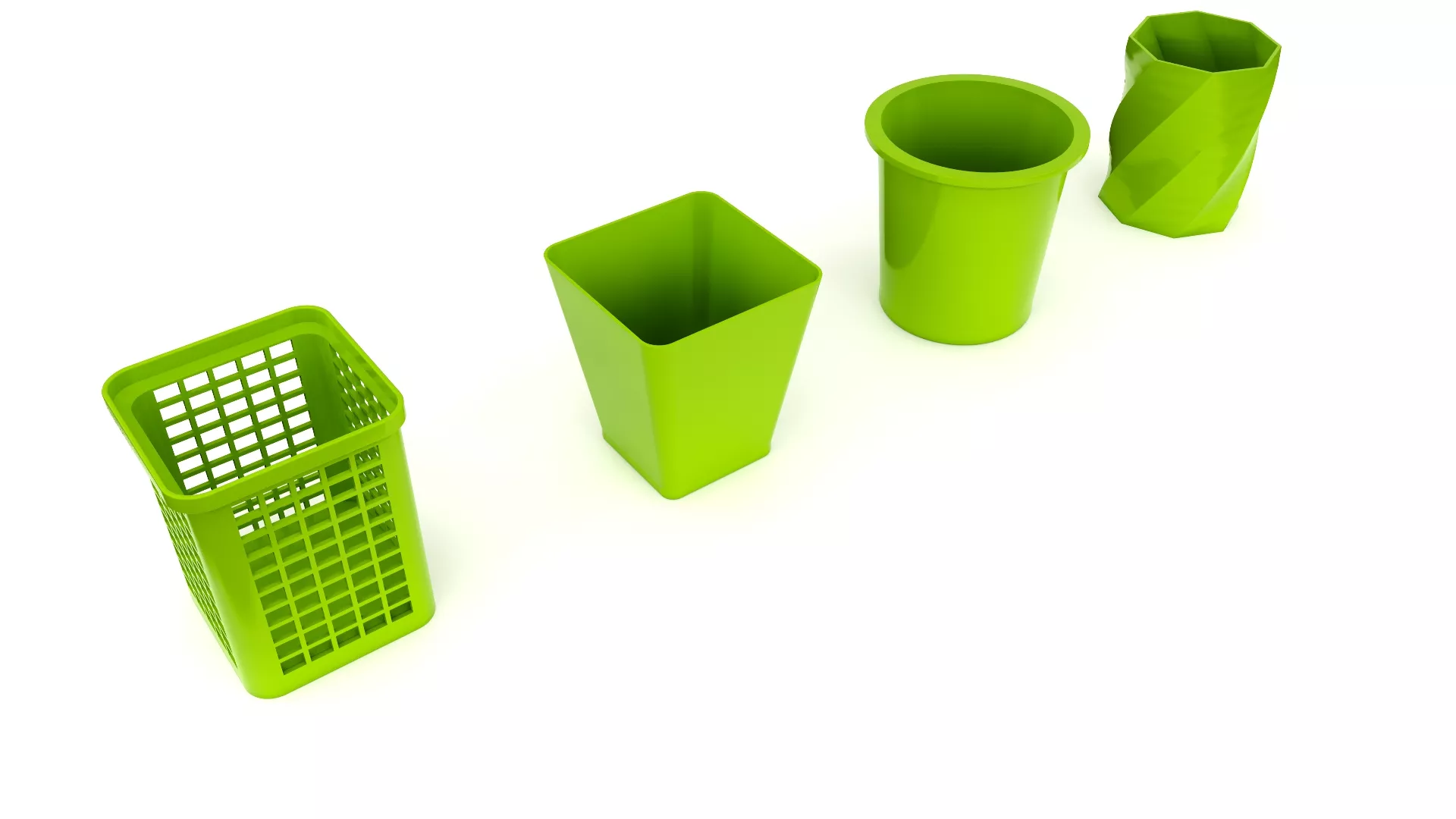 RUBISH BIN GREEN Low-poly 3D model