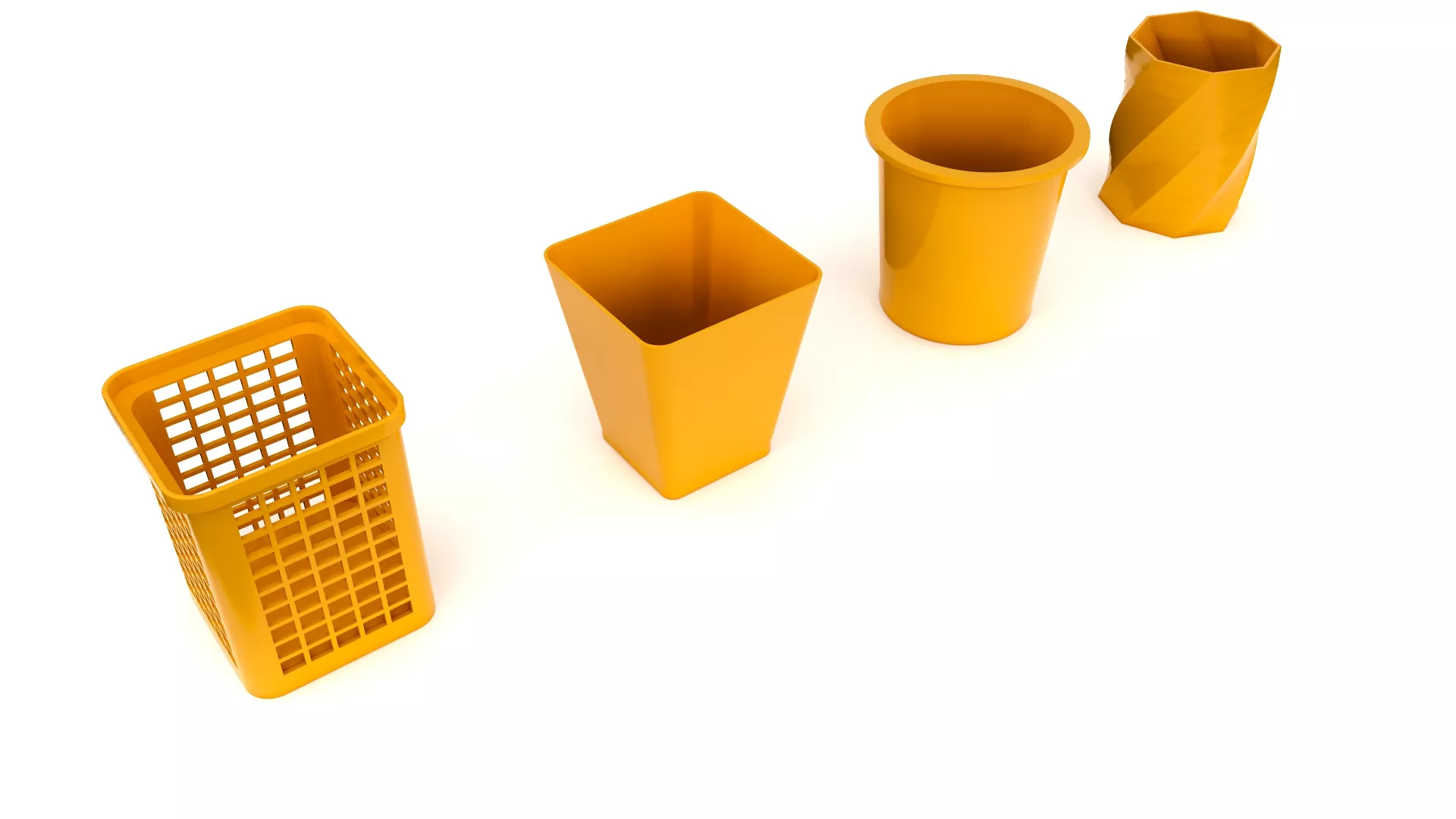 RUBISH BIN ORANGE Low-poly 3D model