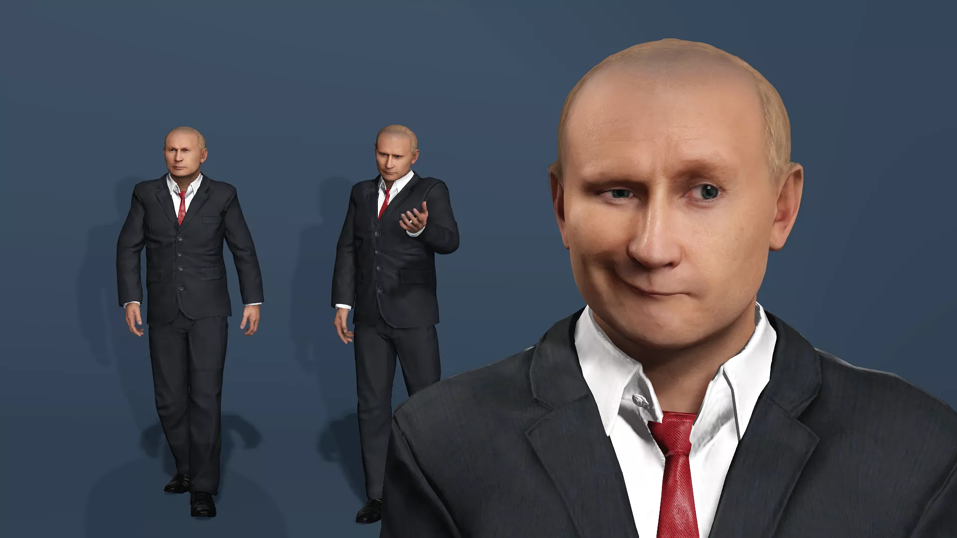 Realistic Vladimir Putin Complete Full Body Separate Fingernails 3D model