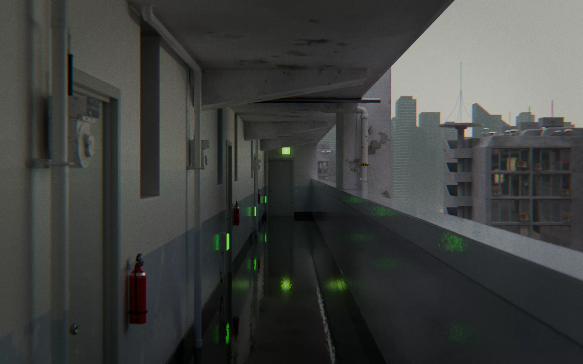 Building Corridor 3d Scene Low-poly 3D model