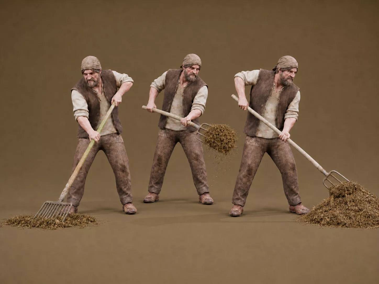 Medieval Farmer - Rigged Low-poly 3D model
