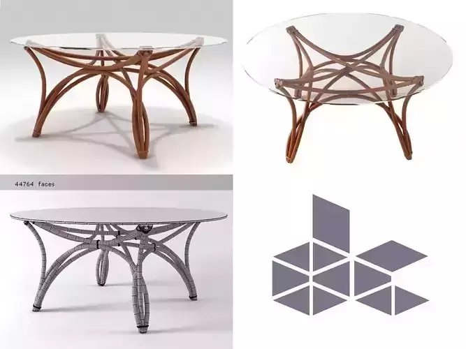 Arco rattan dining table 3D model