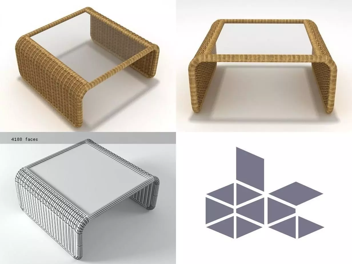 T011 rattan coffee table 3D model_0