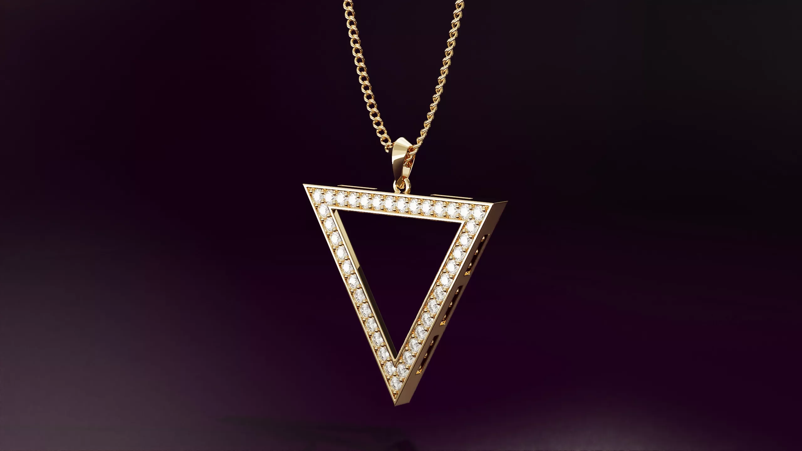 Triangle pendant with round diamonds 30mm 3D print model