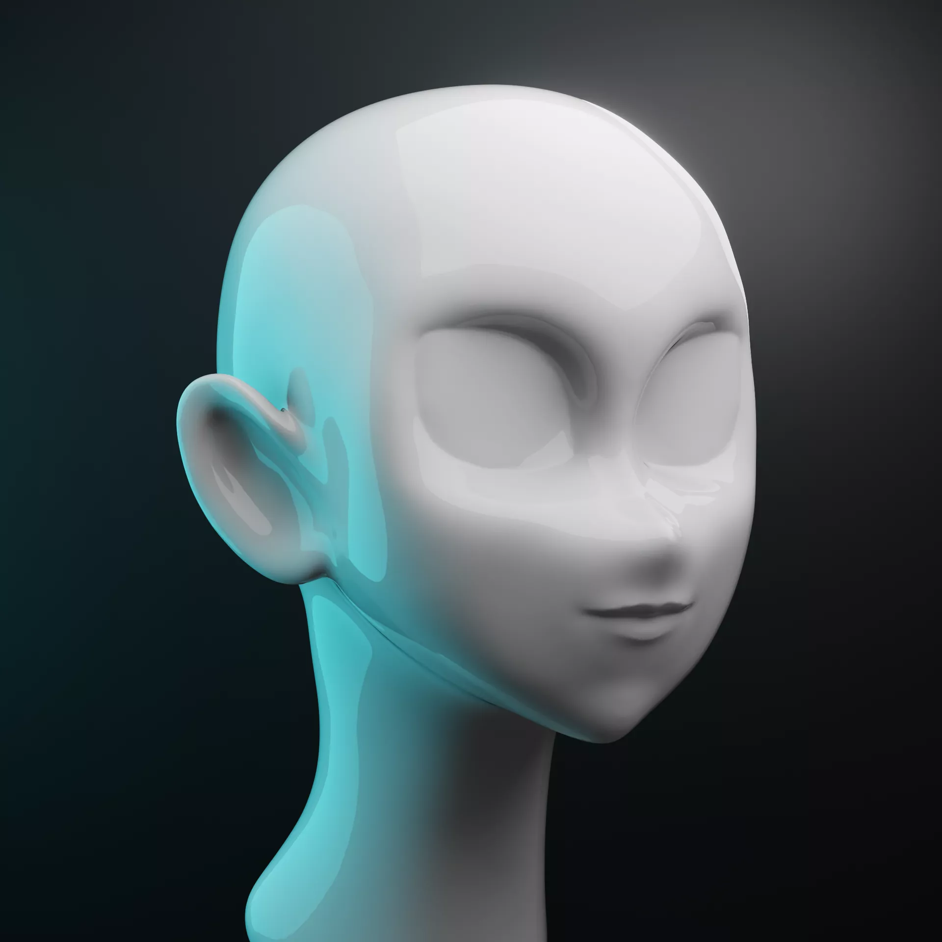 Stylized Anime Face Sculpt Head Base Mesh Character Model 3D 3D print model