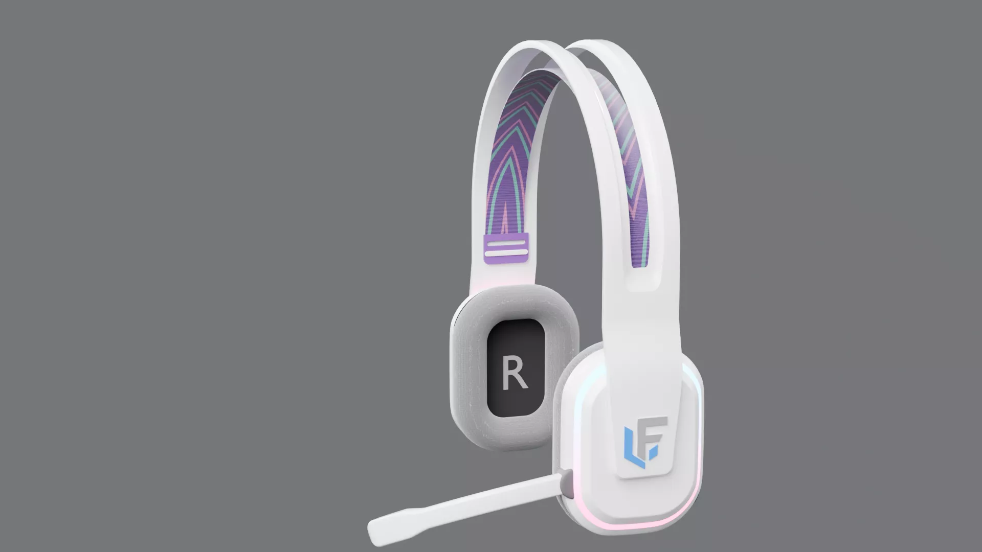 Gaming Headset Wireless RGB Headphones with Boom Microphone Low-poly 3D model