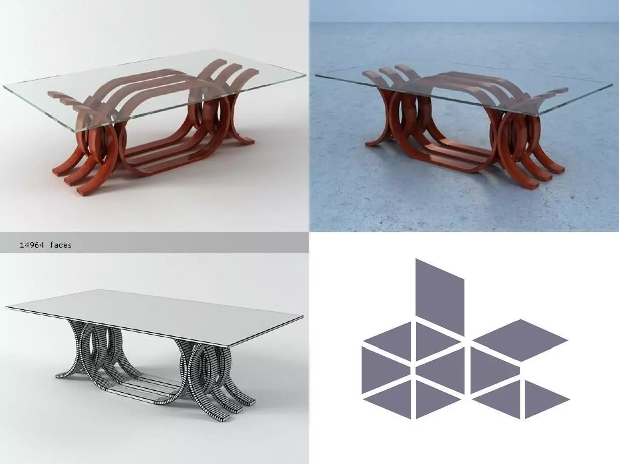 Monarca glass coffee table 3D model_0