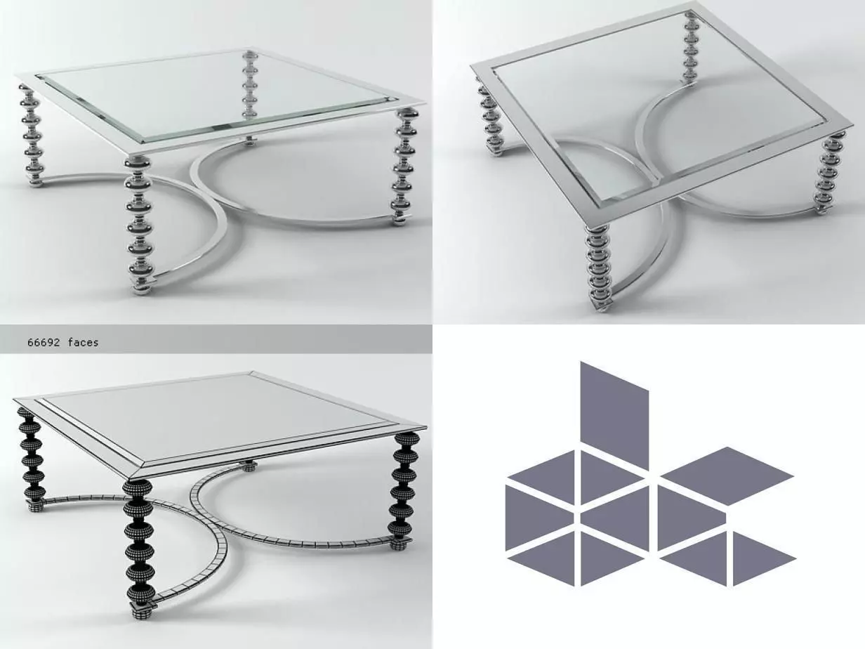 Chrome and Glass Coffee Table 3D model_0