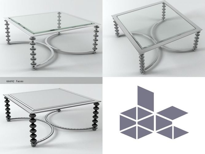 Chrome and Glass Coffee Table 3D model