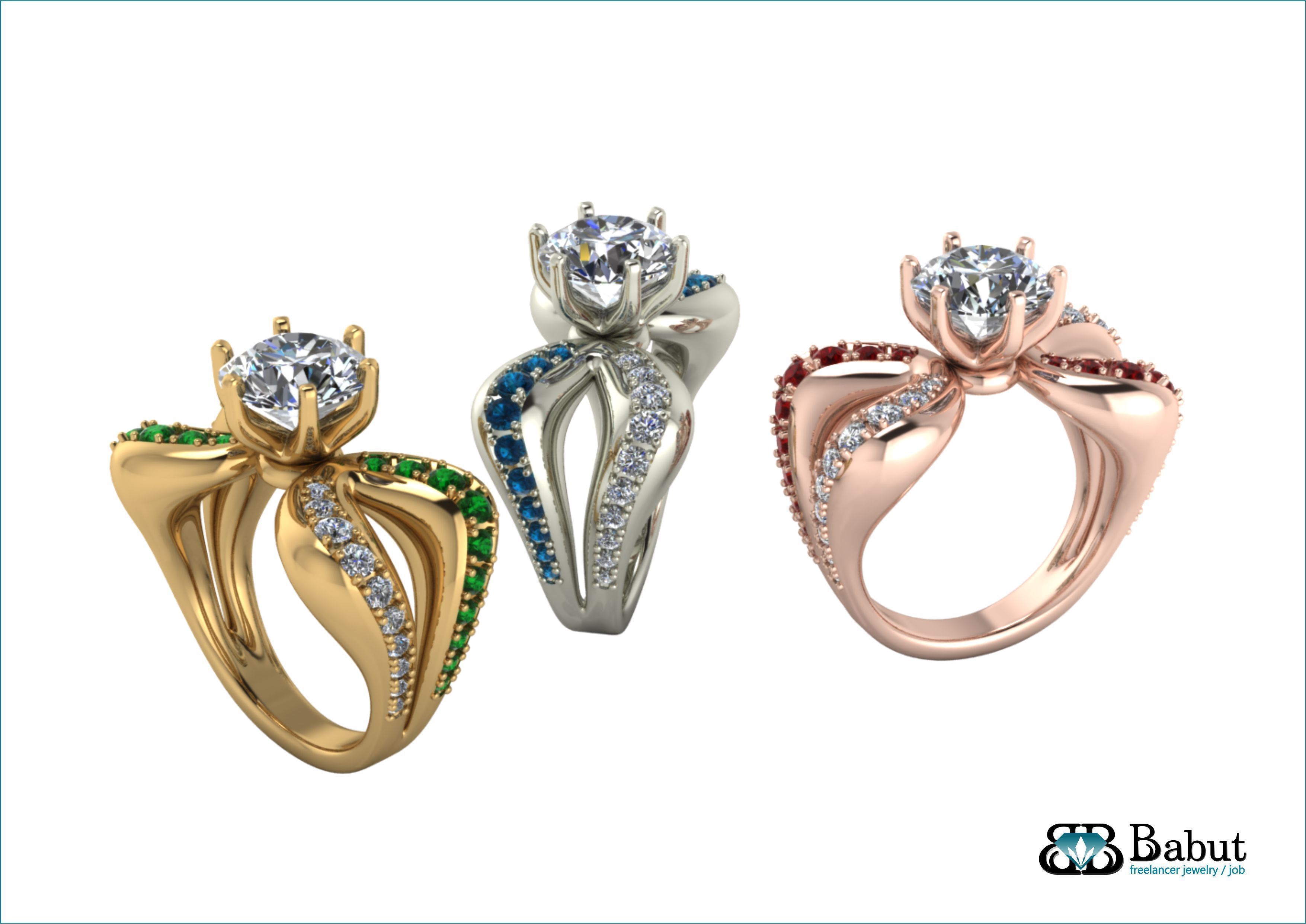 ladies ring  3D print model_10