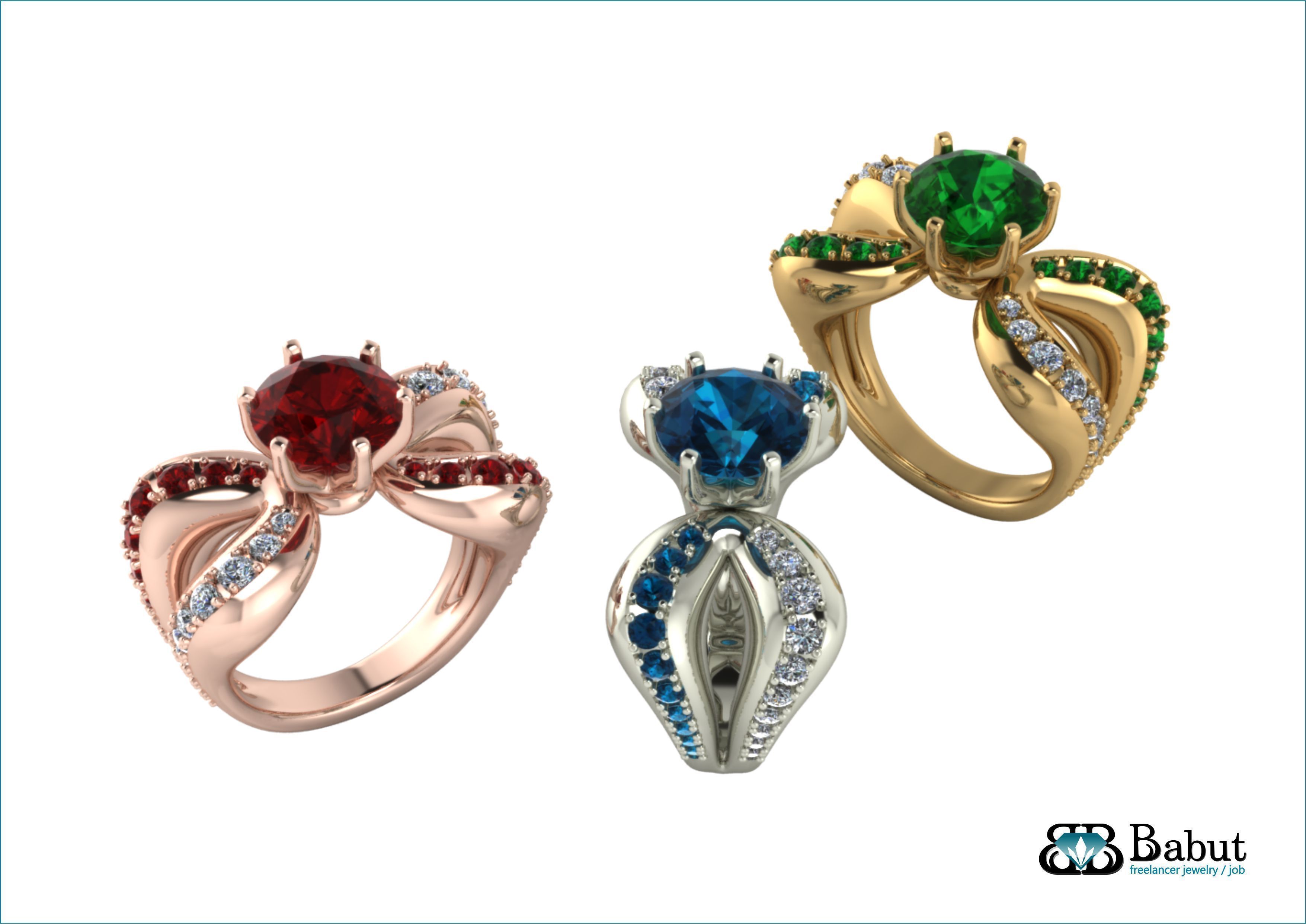 ladies ring  3D print model_2