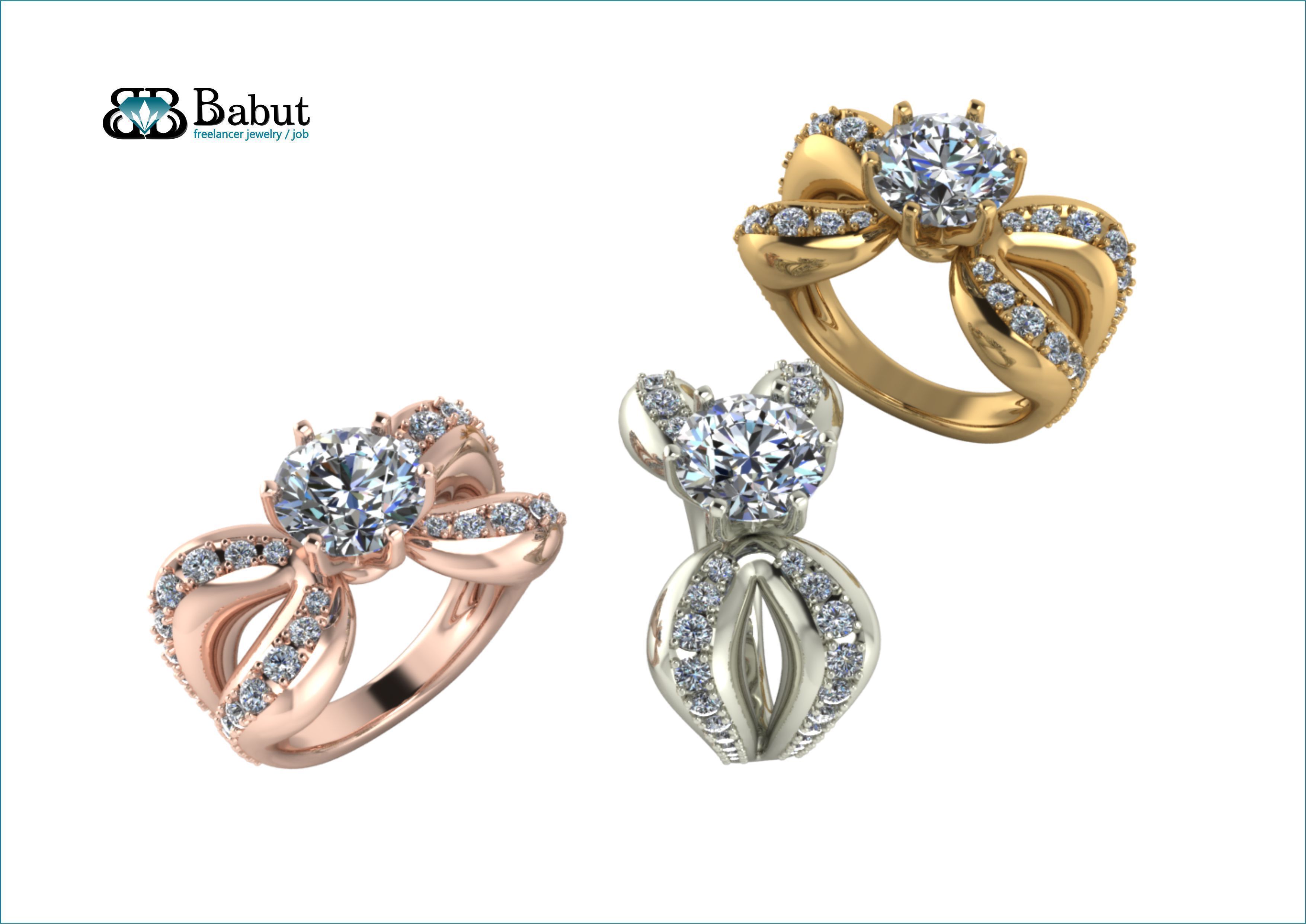 ladies ring  3D print model_13