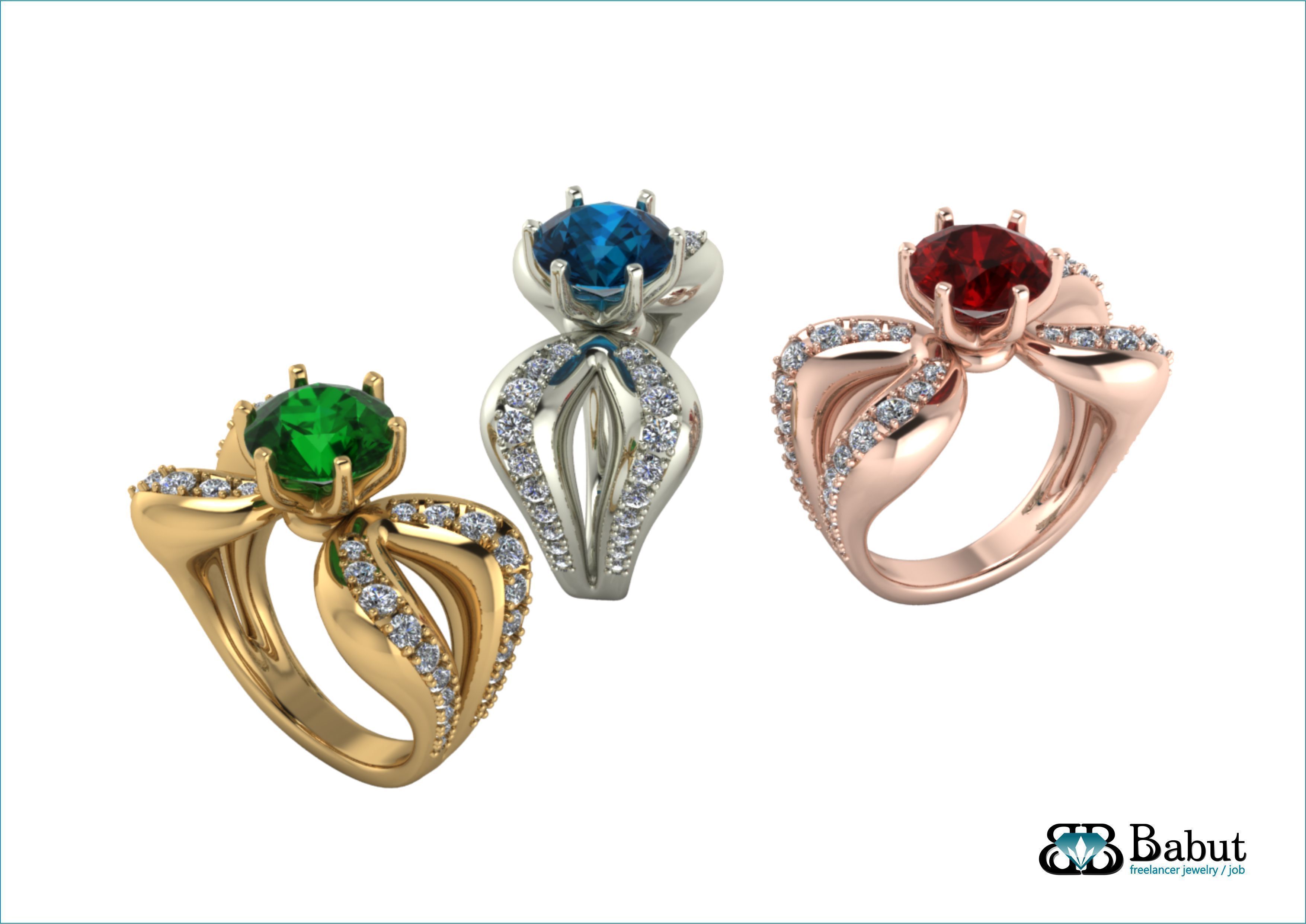 ladies ring  3D print model_6