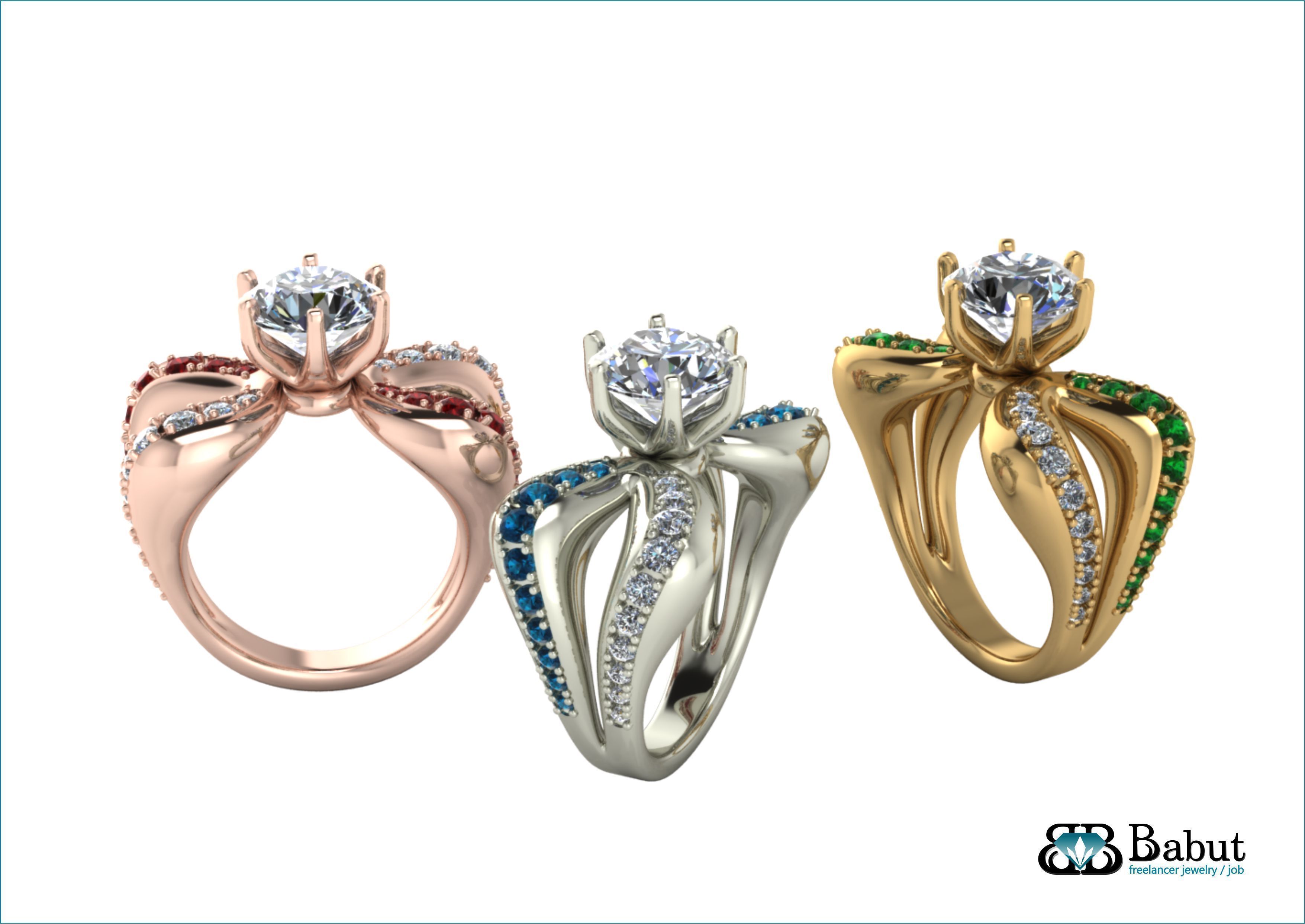 ladies ring  3D print model_11