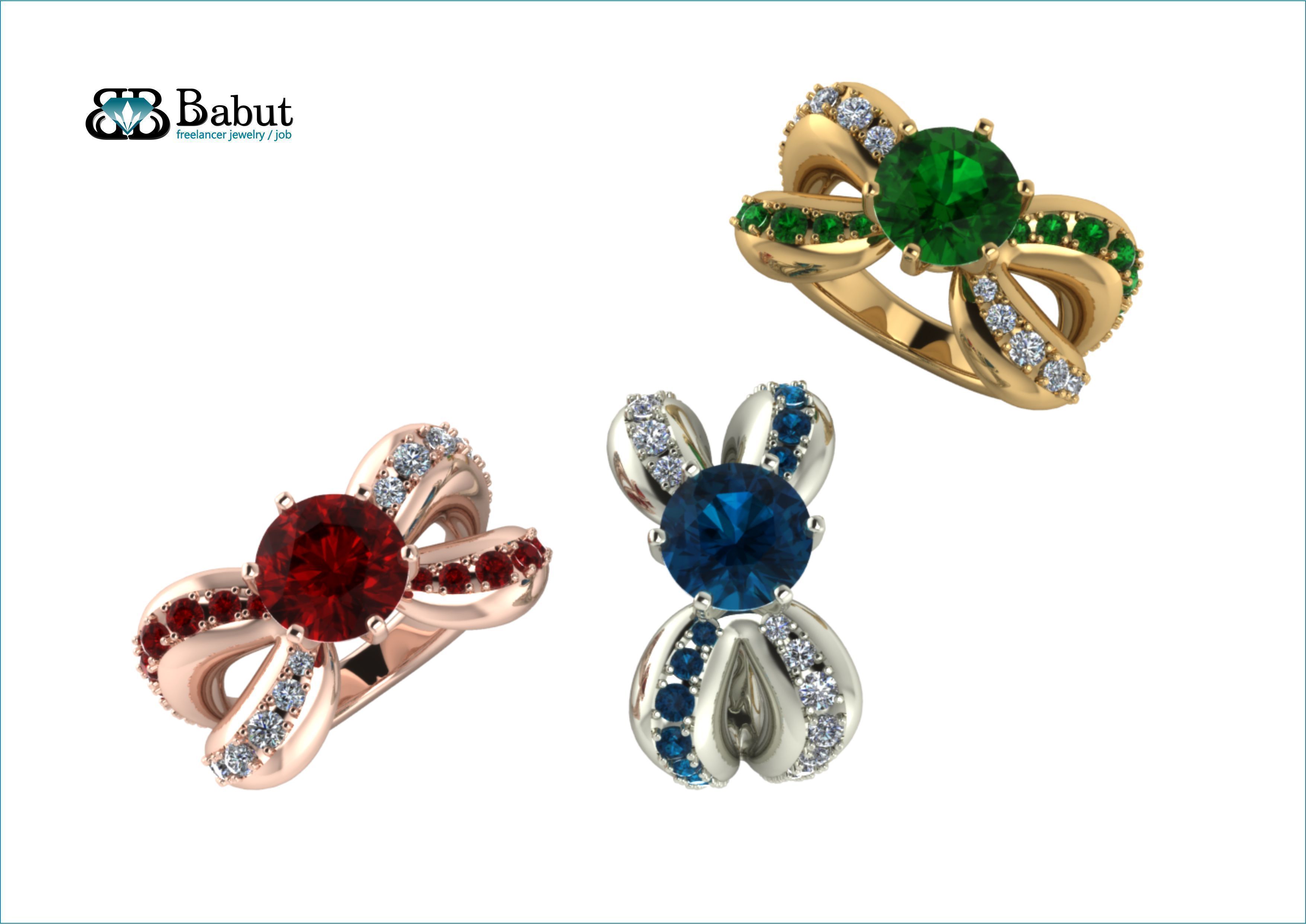 ladies ring  3D print model_3