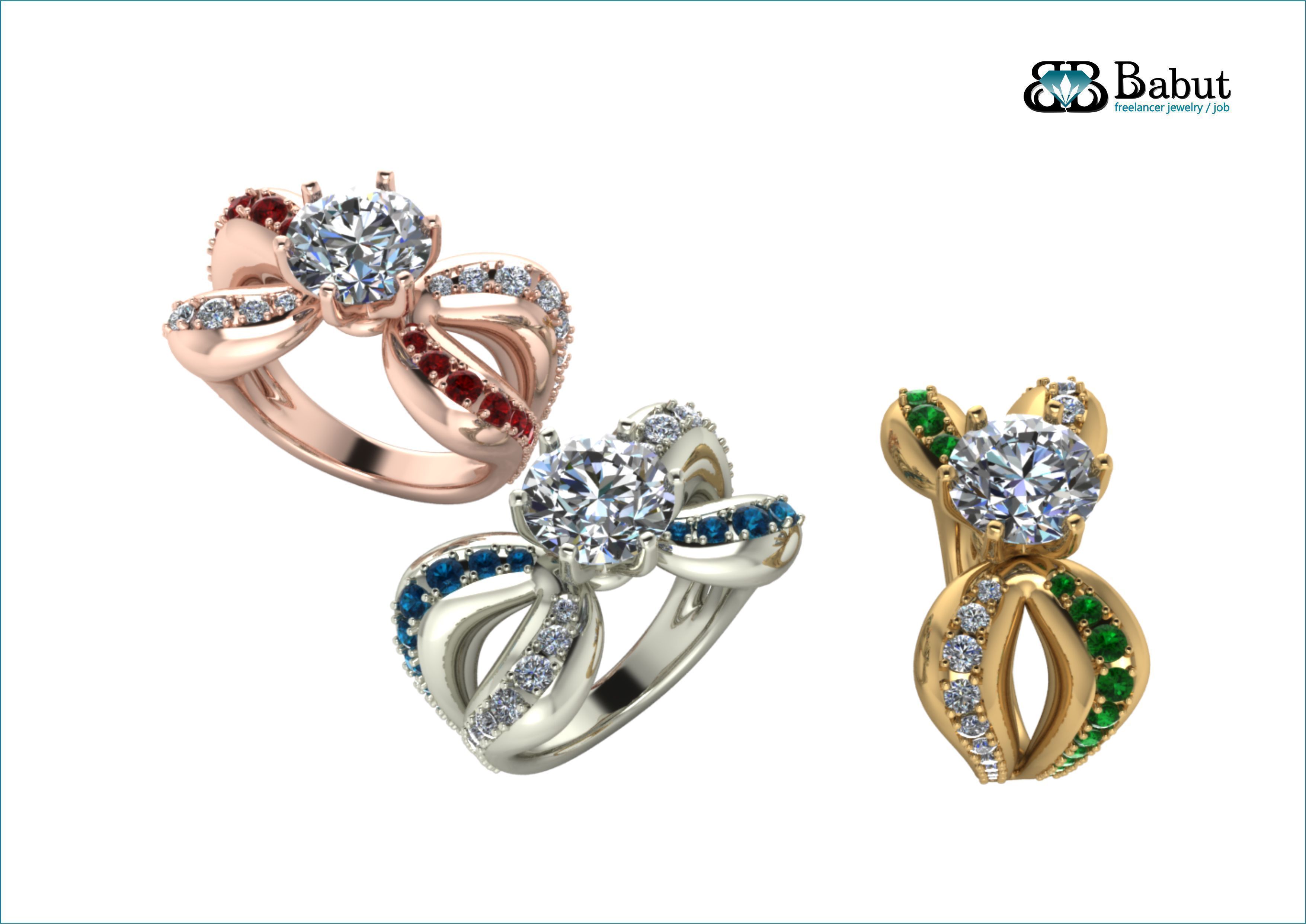 ladies ring  3D print model_5