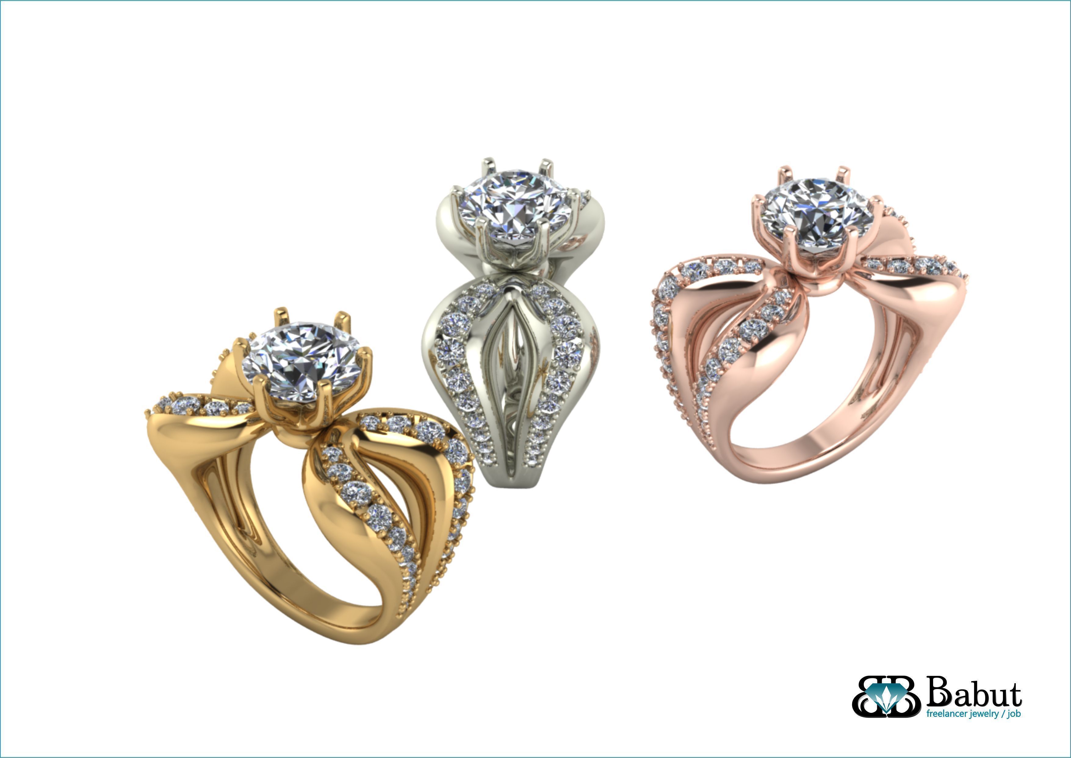 ladies ring  3D print model_12