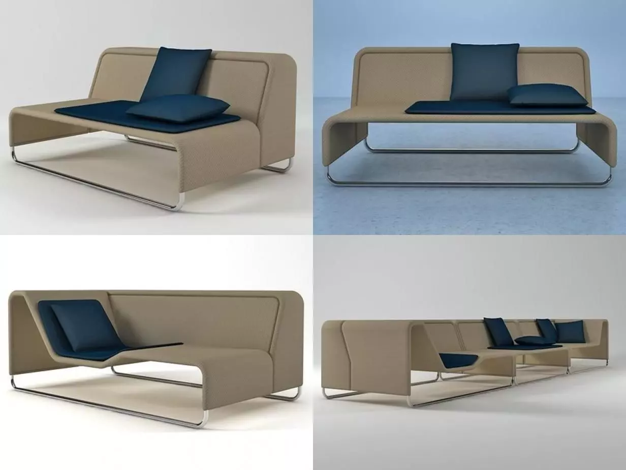 Island modern sofa with cushions 3D model_1