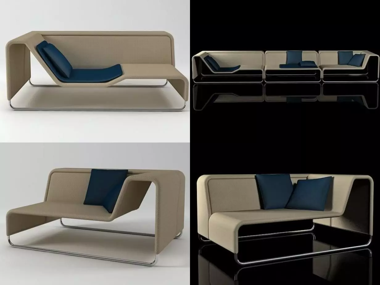 Island modern sofa with cushions 3D model_0