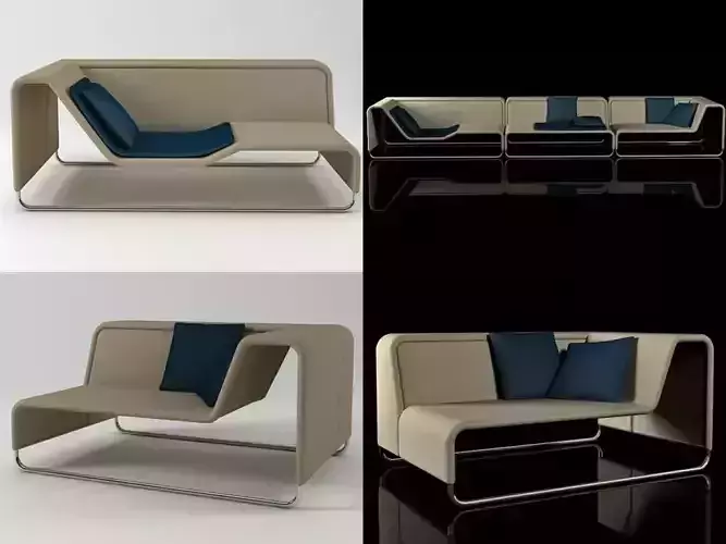 Island modern sofa with cushions 3D model