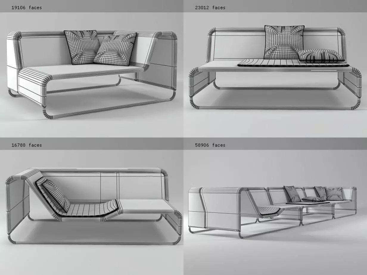 Island modern sofa with cushions 3D model_2