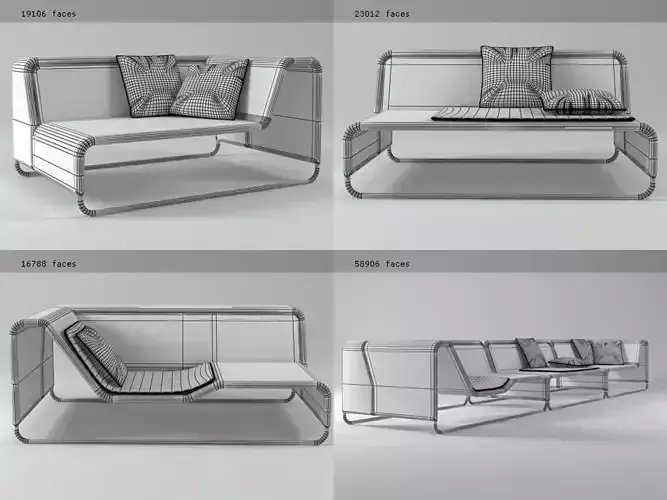 Island modern sofa with cushions