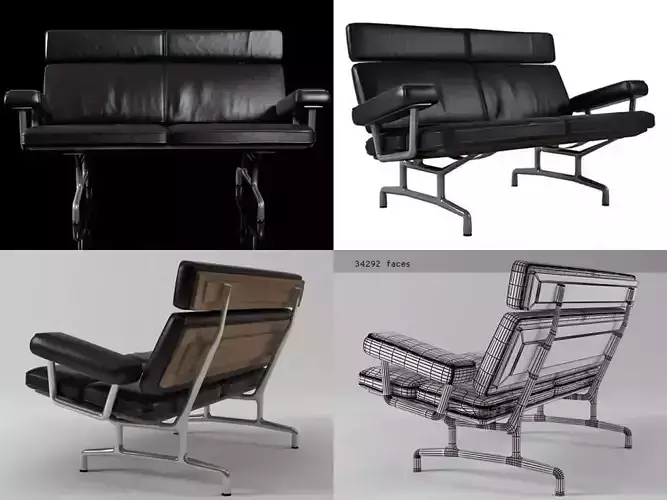 Eames Sofa 2-Seater 3D model Eames Sofa 2-Seater 3D model