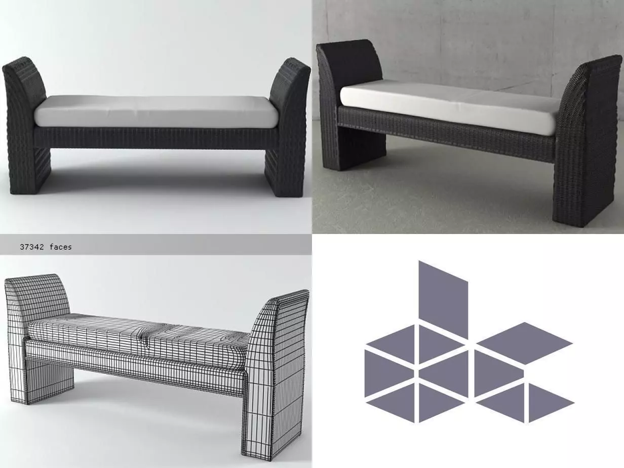 Gondola Bench 3D model_0